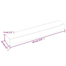 Berkfield Wall Shelf Light Brown 60X10X6 Cm Treated Solid Wood Oak - thumbnail 4