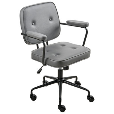 Beliani Industrial Desk Chair Pawnee Velvet Grey - image 1