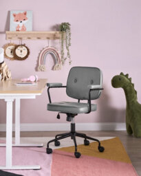 Beliani Industrial Desk Chair Pawnee Velvet Grey - thumbnail 2