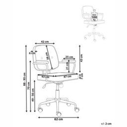 Beliani Industrial Desk Chair Pawnee Velvet Grey - thumbnail 3