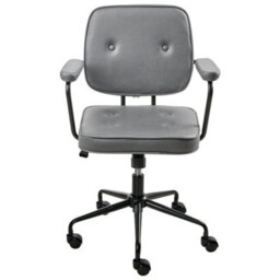 Beliani Industrial Desk Chair Pawnee Velvet Grey - thumbnail 5