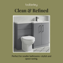 Balterley Right-Hand Bathroom Vanity And Wc Unit Combination With Basin - 1100mm - Satin Grey With Brushed Pewter Handles - thumbnail 7