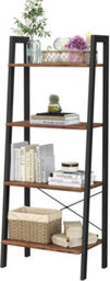 LEDREM Ladder Shelf, 4-Tier Bookshelf, Bookcase,steel Frame, Hazelnut Brown And Black - thumbnail 4