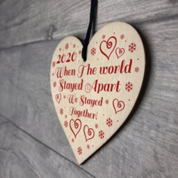 Red Ocean Lockdown Gift Hanging Wooden Heart Couple Gift Christmas Tree Decoration Keepsake - thumbnail 7