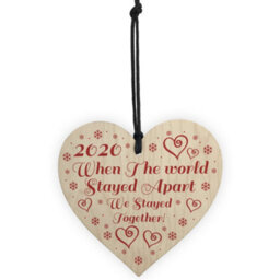 Red Ocean Lockdown Gift Hanging Wooden Heart Couple Gift Christmas Tree Decoration Keepsake - thumbnail 5