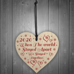 Red Ocean Lockdown Gift Hanging Wooden Heart Couple Gift Christmas Tree Decoration Keepsake - thumbnail 2