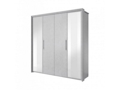 Arte Modern Aurelia Mirrored Hinged Door Wardrobe W2060mm H2150mm D640mm - Silk Front & White Carcass - image 1