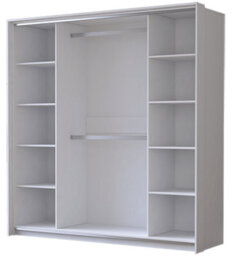 Arte Modern Aurelia Mirrored Hinged Door Wardrobe W2060mm H2150mm D640mm - Silk Front & White Carcass - thumbnail 2