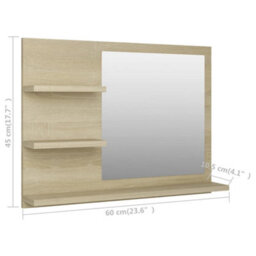 Vidaxl Bathroom Mirror Sonoma Oak 60X10.5X45 Cm Engineered Wood - thumbnail 9
