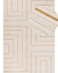 The Rugs Carmel Cream/gold Geometric Design Area Rug And Runner Non Shedding, Stain Resistant, Soft - thumbnail 2