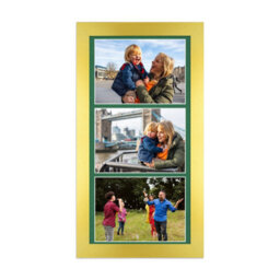 AK Frames 16X8 Gold Modern Multi Photo Frame With Emerald Mount - Holds 3 Apertures (3X) 7X5 Photos