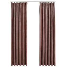 Berkfield Blackout Curtains 2Pcs With Hooks Velvet Antique Pink 140X175Cm - thumbnail 2