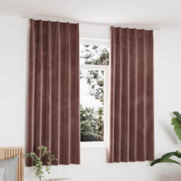 Berkfield Blackout Curtains 2Pcs With Hooks Velvet Antique Pink 140X175Cm