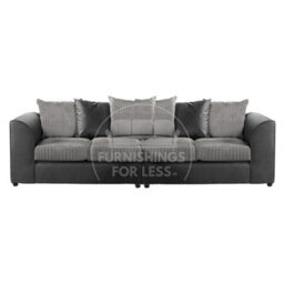 Furnishings For Less UK Luxor Long Fabric Jumbo Cord 4 Seater Sofa - Scatter Back Black And Grey - thumbnail 1
