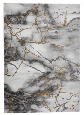 Ivory Gold Abstract Rug, Anti-Shed Rug, Modern Rug, Stain-Resistant Rug For Livingroom & Diningroom-120Cm X 170Cm - image 1