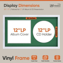 "30X17"" White Step Vinyl Record Frame With Emerald Mount For 12 Inch Lp Album Cover & Disc - Ak Frames" - thumbnail 2