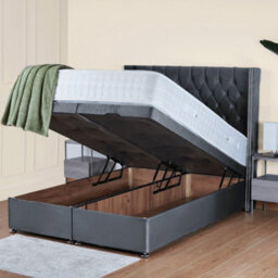 UKBEDFURNITURE Francesca Plush Steel End Opening Divan Ottoman Bed With 54 Inch Headboard - thumbnail 2