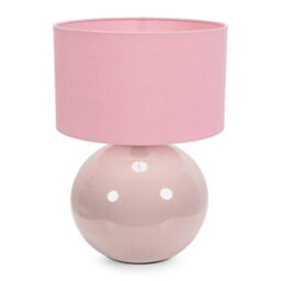 Valuelights Bosco Stone Natural Ceramic Table Lamp With Blush Pink Drum Shade - Led Bulb Included - thumbnail 3