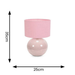 Valuelights Bosco Stone Natural Ceramic Table Lamp With Blush Pink Drum Shade - Led Bulb Included - thumbnail 4