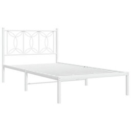 Berkfield Metal Bed Frame Without Mattress With Headboard White 100X200Cm - thumbnail 3