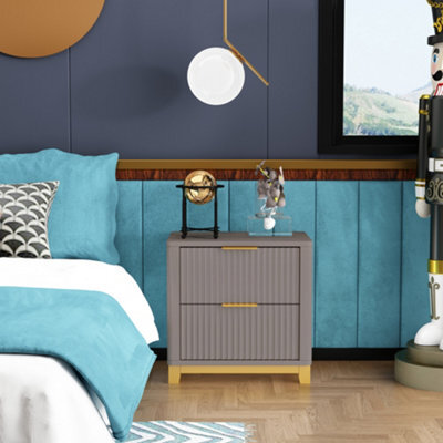 Cabinet Bits Molino 2 Drawer Grey Bedside Table - image 1