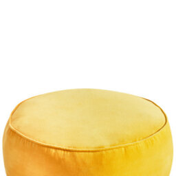 Wyld And Coco Velvet Round Ottoman Pouffe Footstool In Yellow - W60 X D60 X H25Cm - thumbnail 3