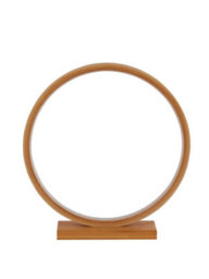 Lighting Collection Round Wooden Frame Led Table Lamp With Soft Ambient Glow Panel - thumbnail 3
