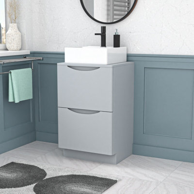 Nes Home 500mm Matte Grey Bathroom 2 Drawers Vanity & Worktop With Square Basin - image 1