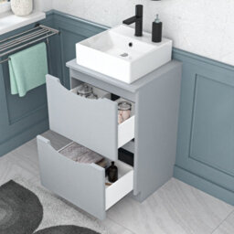 Nes Home 500mm Matte Grey Bathroom 2 Drawers Vanity & Worktop With Square Basin - thumbnail 4