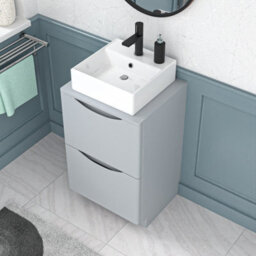 Nes Home 500mm Matte Grey Bathroom 2 Drawers Vanity & Worktop With Square Basin - thumbnail 3