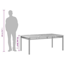 Walplus Garden Table Black 180X90X75 Cm Poly Rattan Acacia Wood - thumbnail 9