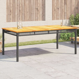Walplus Garden Table Black 180X90X75 Cm Poly Rattan Acacia Wood - thumbnail 1