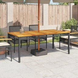 Walplus Garden Table Black 180X90X75 Cm Poly Rattan Acacia Wood - thumbnail 3