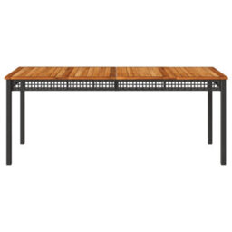 Walplus Garden Table Black 180X90X75 Cm Poly Rattan Acacia Wood - thumbnail 4