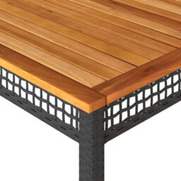 Walplus Garden Table Black 180X90X75 Cm Poly Rattan Acacia Wood - thumbnail 7
