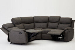 Home Detail Selby 5 Seater Corner L-Shaped Manual Recliner Sofa Grey Faux Leather - thumbnail 4