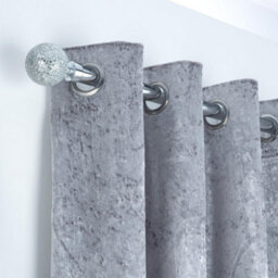 A.unique Home Crackle Ball Metal Extendable Curtain Pole With Rings And Fittings (25/28mm) - Nickel, 70Cm - 120Cm Approx - thumbnail 5