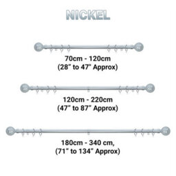 A.unique Home Crackle Ball Metal Extendable Curtain Pole With Rings And Fittings (25/28mm) - Nickel, 70Cm - 120Cm Approx - thumbnail 6