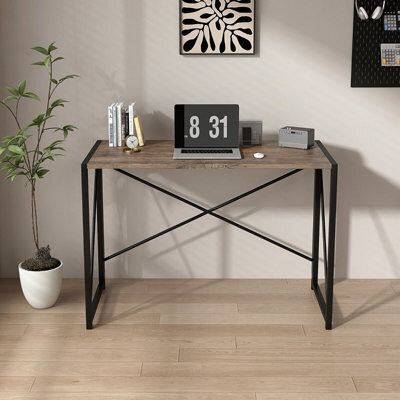 Mcc Direct No Assembly Folding Computer Desk 80Cm Brown - Miami - image 1