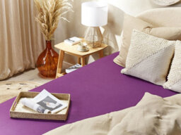 Beliani Fitted Sheet Janbu Cotton 180 X 200 Cm Purple - thumbnail 2