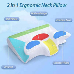 Ergonomic Cervical Memory Foam Orthopedic Neck And Shoulder Support Pillow Light Grey - thumbnail 3