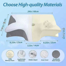 Ergonomic Cervical Memory Foam Orthopedic Neck And Shoulder Support Pillow Light Grey - thumbnail 4