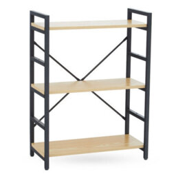 Orsina Luxe Light Yellow 3-Tier Shelf Unit With Black Metal Frame,bookcase For Home Office,stylish Display Unit - thumbnail 1