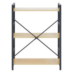 Orsina Luxe Light Yellow 3-Tier Shelf Unit With Black Metal Frame,bookcase For Home Office,stylish Display Unit - thumbnail 3