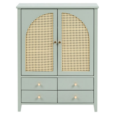 Wyld And Coco Casamint Boho Shoe Cabinet Mint Green - 4 Drawers, 3 Shelves, Freestanding (W70 X D34 X H91Cm) - image 1