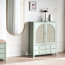 Wyld And Coco Casamint Boho Shoe Cabinet Mint Green - 4 Drawers, 3 Shelves, Freestanding (W70 X D34 X H91Cm) - thumbnail 2