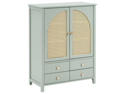 Wyld And Coco Casamint Boho Shoe Cabinet Mint Green - 4 Drawers, 3 Shelves, Freestanding (W70 X D34 X H91Cm) - thumbnail 3