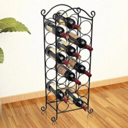 Stainless Steel Black Finish Wine Rack Holder Floor Standing Holds 21 Bottles - thumbnail 1