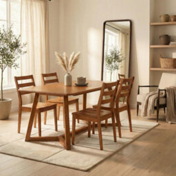 Furniturebox Uk Lulworth Walnut Effect Wood Dining Table 4 Walnut Lynton Chairs - thumbnail 1