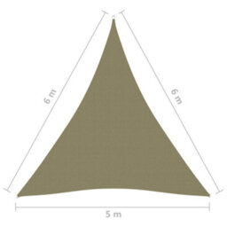 Berkfield Sunshade Sail Oxford Fabric Triangular 5X6X6 M Beige - thumbnail 6